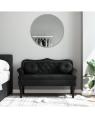 Banc avec coussins noir 120,5x65x75 cm velours | Mobilier & Déco