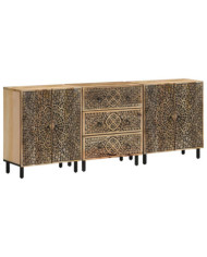 Armoires latérales 3 pcs 60x33x75 cm bois massif de manguier | Mobilier & Déco