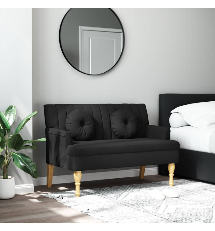 Banc avec coussins noir 113x64,5x75,5 cm tissu | Mobilier & Déco
