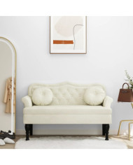 Banc avec coussins crème 120,5x65x75 cm velours | Mobilier & Déco
