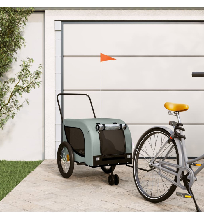 Remorque de vélo pour animaux de compagnie gris et noir | Mobilier & Déco