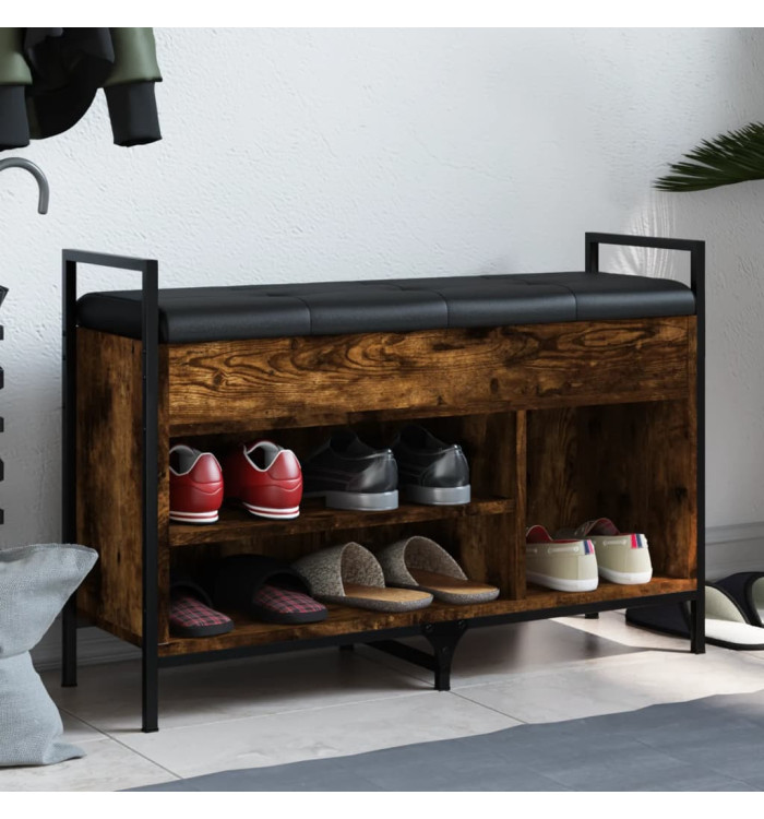 Banc à chaussures chêne fumé 85,5x32x57,5 cm bois d'ingénierie | Mobilier & Déco