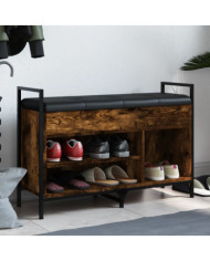 Banc à chaussures chêne fumé 85,5x32x57,5 cm bois d'ingénierie | Mobilier & Déco