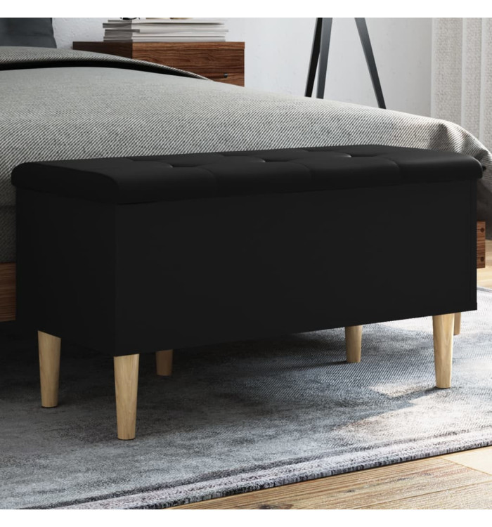 Banc de rangement noir 82x42x46 cm bois d'ingénierie | Mobilier & Déco