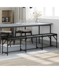 Banc à manger noir 186x32x45 cm acier et similicuir | Mobilier & Déco