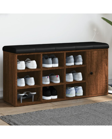 Banc à chaussures chêne marron 102x32x50 cm bois d'ingénierie | Mobilier & Déco