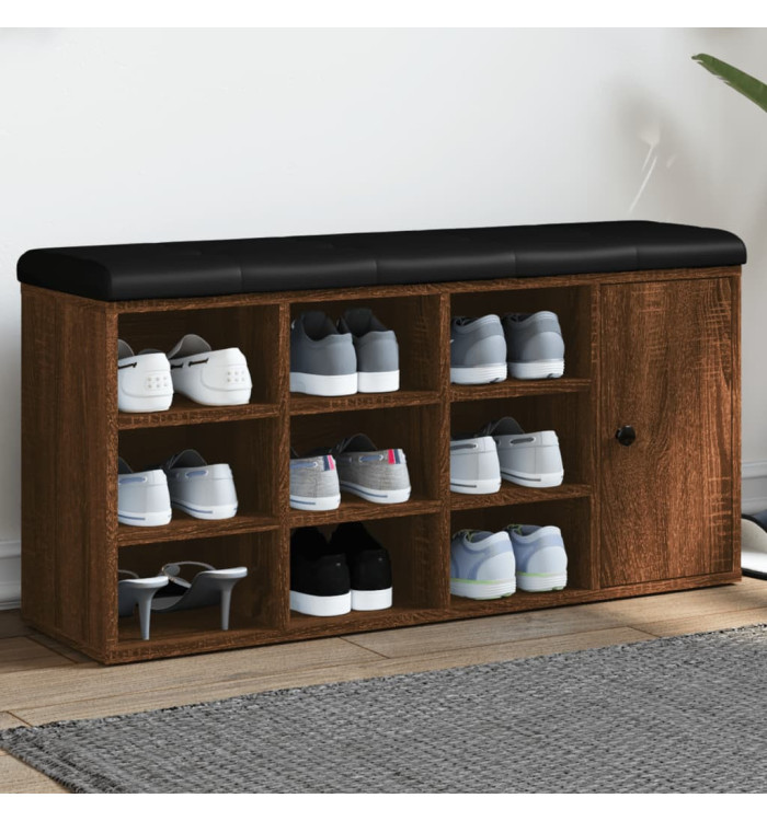 Banc à chaussures chêne marron 102x32x50 cm bois d'ingénierie | Mobilier & Déco
