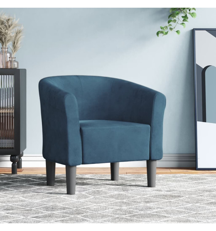 Chaise cabriolet bleu foncé velours | Mobilier & Déco