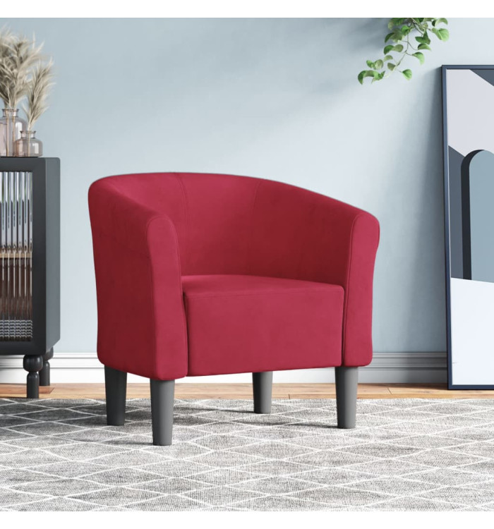 Chaise cabriolet rouge bordeaux velours | Mobilier & Déco