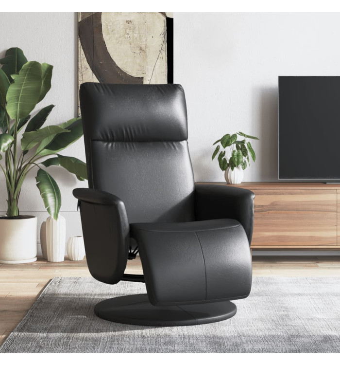 Fauteuil inclinable avec repose-pieds noir similicuir | Mobilier & Déco
