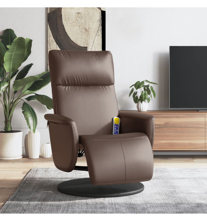Fauteuil inclinable de massage repose-pieds marron similicuir | Mobilier & Déco
