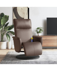 Fauteuil inclinable de massage repose-pieds marron similicuir | Mobilier & Déco