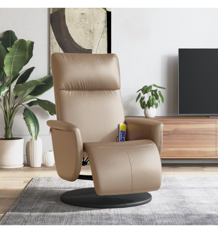 Fauteuil inclinable de massage repose-pieds cappuccino | Mobilier & Déco
