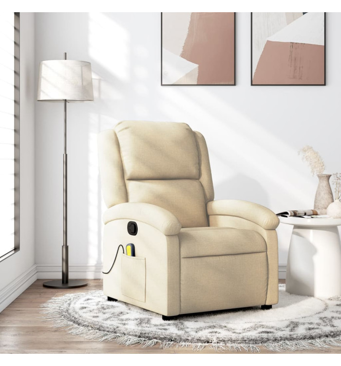 Fauteuil de massage inclinable Crème Tissu | Mobilier & Déco