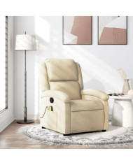 Fauteuil de massage inclinable Crème Tissu | Mobilier & Déco