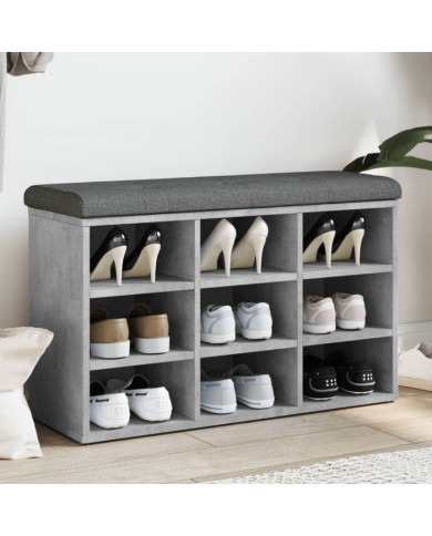Banc à chaussures gris béton 82x32x50 cm bois d'ingénierie | Mobilier & Déco