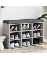 Banc à chaussures gris béton 82x32x50 cm bois d'ingénierie | Mobilier & Déco