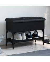 Banc à chaussures noir 62x32x45 cm bois d'ingénierie | Mobilier & Déco