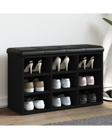 Banc à chaussures noir 82x32x50 cm bois d'ingénierie | Mobilier & Déco
