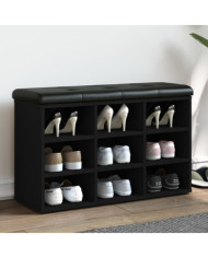Banc à chaussures noir 82x32x50 cm bois d'ingénierie | Mobilier & Déco