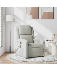 Fauteuil de massage inclinable gris clair velours | Mobilier & Déco