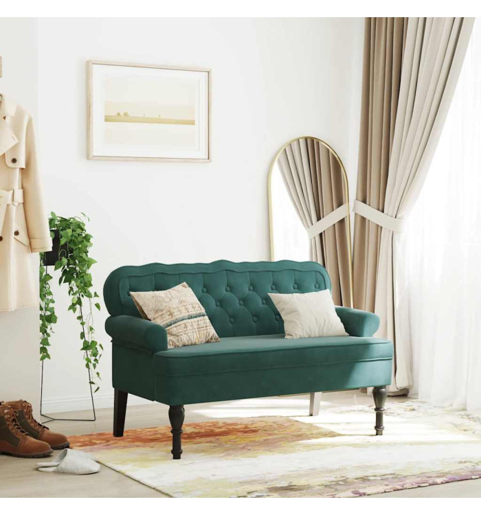 Banc avec dossier vert foncé 119,5x64,5x75 cm velours | Mobilier & Déco
