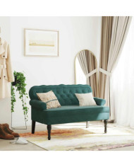 Banc avec dossier vert foncé 119,5x64,5x75 cm velours | Mobilier & Déco