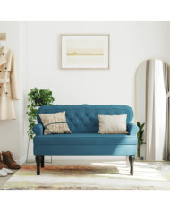 Banc avec dossier bleu 119,5x64,5x75 cm velours | Mobilier & Déco