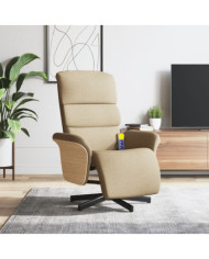 Fauteuil inclinable de massage avec repose-pieds crème tissu | Mobilier & Déco