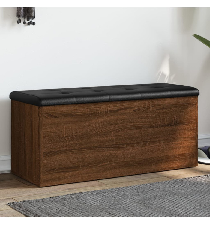 Banc de rangement chêne marron 102x42x45 cm bois d'ingénierie | Mobilier & Déco