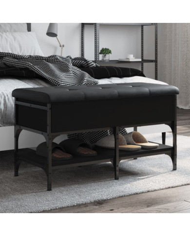 Banc à chaussures noir 82x42x45 cm bois d'ingénierie | Mobilier & Déco