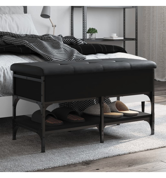 Banc à chaussures noir 82x42x45 cm bois d'ingénierie | Mobilier & Déco