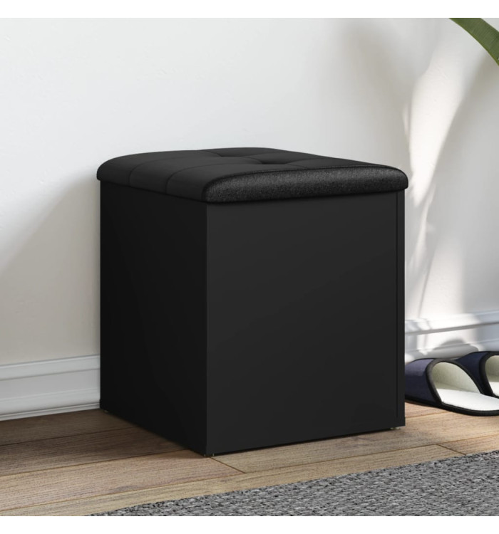 Banc de rangement noir 42x42x45 cm bois d'ingénierie | Mobilier & Déco