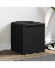 Banc de rangement noir 42x42x45 cm bois d'ingénierie | Mobilier & Déco