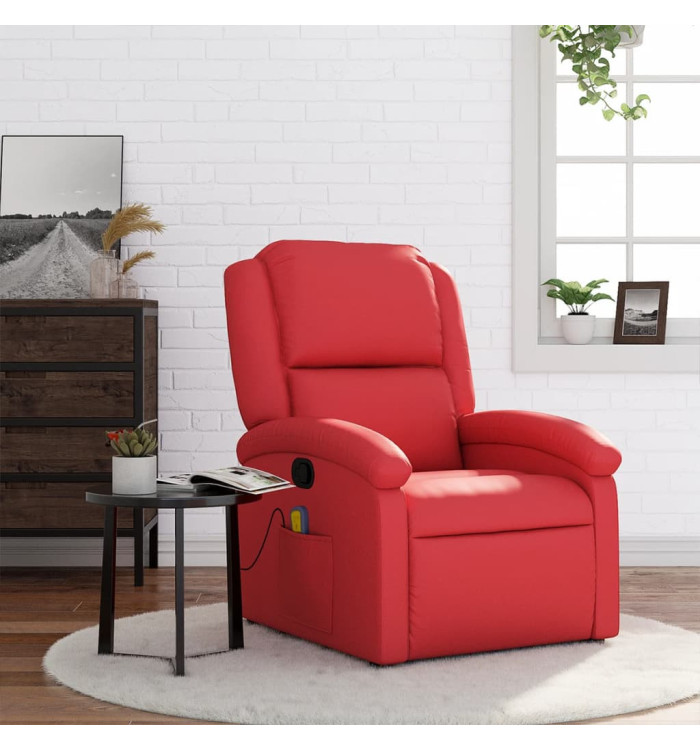 Fauteuil de massage inclinable rouge similicuir | Mobilier & Déco