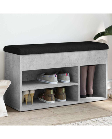 Banc à chaussures gris béton 82x32x45,5 cm bois d'ingénierie | Mobilier & Déco