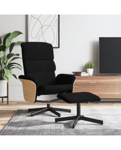 Fauteuil inclinable avec repose-pied noir tissu | Mobilier & Déco