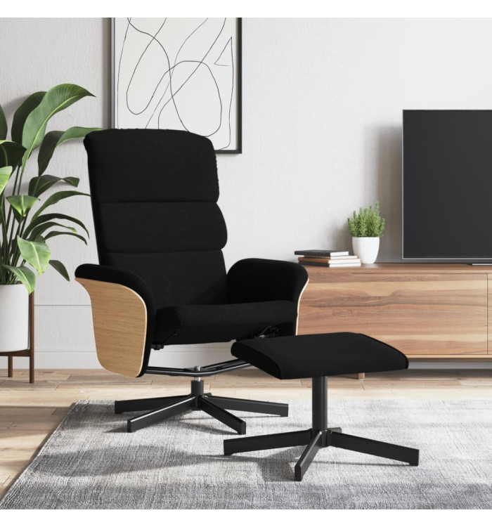 Fauteuil inclinable avec repose-pied noir tissu | Mobilier & Déco