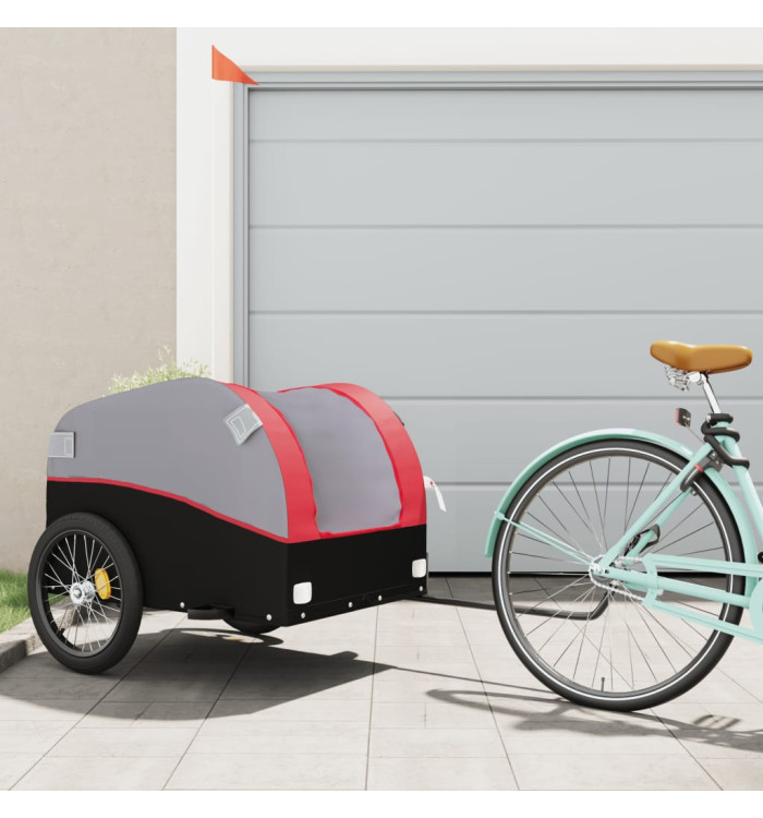 Remorque de vélo noir et rouge 45 kg fer | Mobilier & Déco