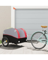 Remorque de vélo noir et rouge 45 kg fer | Mobilier & Déco