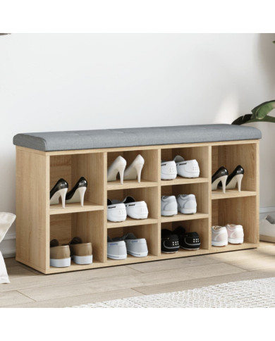 Banc à chaussures chêne sonoma 102x32x50 cm bois d'ingénierie | Mobilier & Déco