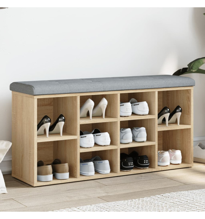 Banc à chaussures chêne sonoma 102x32x50 cm bois d'ingénierie | Mobilier & Déco