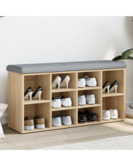 Banc à chaussures chêne sonoma 102x32x50 cm bois d'ingénierie | Mobilier & Déco