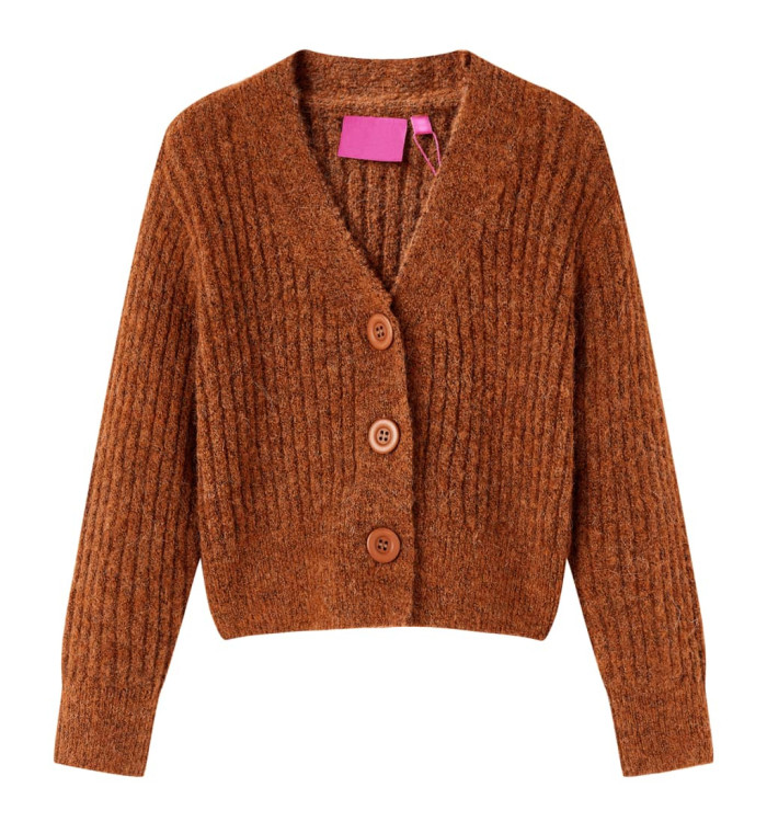 Cardigan pour enfants tricoté cognac 104 | Mobilier & Déco