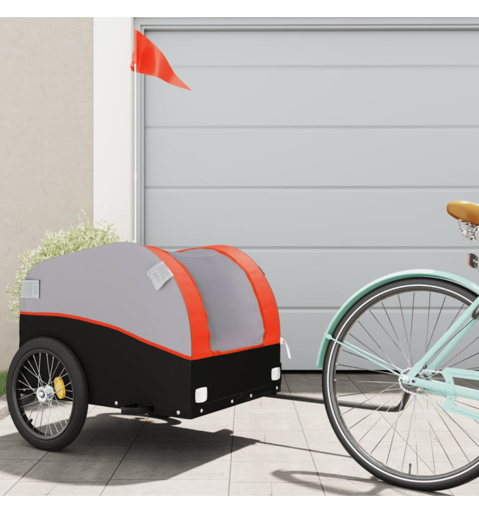 Remorque de vélo noir et orange 45 kg fer | Mobilier & Déco