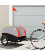 Remorque de vélo noir et orange 45 kg fer | Mobilier & Déco
