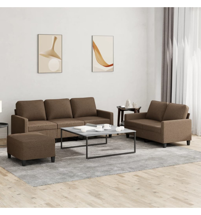 Ensemble de canapés 3 pcs avec coussins Marron Tissu | Mobilier & Déco