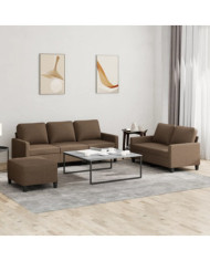 Ensemble de canapés 3 pcs avec coussins Marron Tissu | Mobilier & Déco
