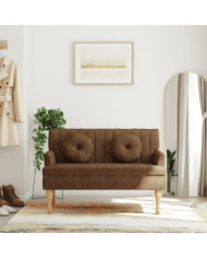 Banc avec coussins marron 113x64,5x75,5 cm similicuir daim | Mobilier & Déco