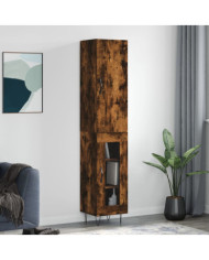 Buffet haut Chêne fumé 34,5x34x180 cm Bois d'ingénierie | Mobilier & Déco